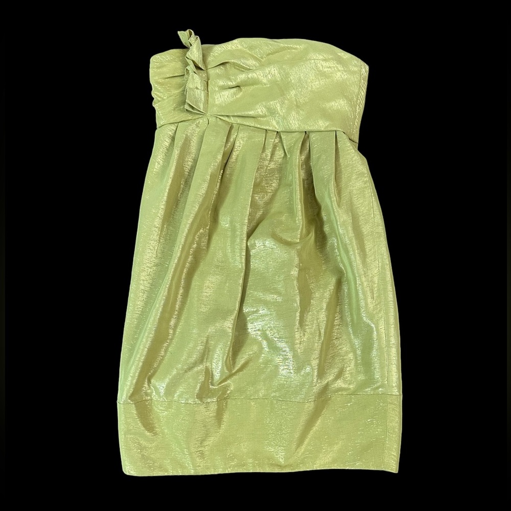Vera Wang Strapless Chartreuse Mini Dress
